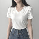 Blusa Camiseta Basica lisa Simples Gola V