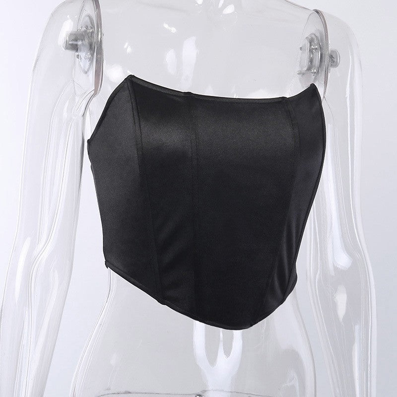 Top espartilho sem mangas fora do ombro veludo moda sexy