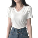 Blusa Camiseta Basica lisa Simples Gola V