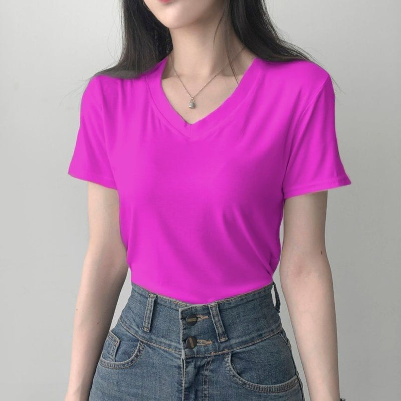 Blusa Camiseta T-shirt Basica lisa Simples Gola V