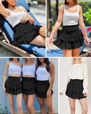 Saias Femininas Mia Muse – Mini Saia Preppy Cintura Alta, Camadas Elegantes para Todas as Estações