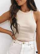 Regata Canelada Feminina – Verão Casual, Fitness, Sexy e Ombro a Ombro