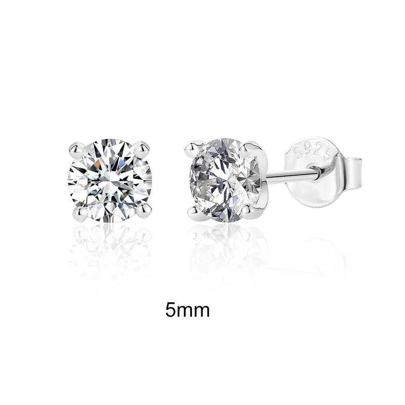Brincos de Prata 925 com Moissanita D 0.5-1.2ct – Brilho Elegante para Mulheres