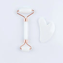 Kit 2 Peças - Rolo Massageador Gua Sha Dupla Face de Pedra Natural