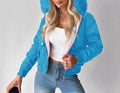 Jaqueta Feminina Streetwear Outono/Inverno com Capuz, Zíper e Manga Longa