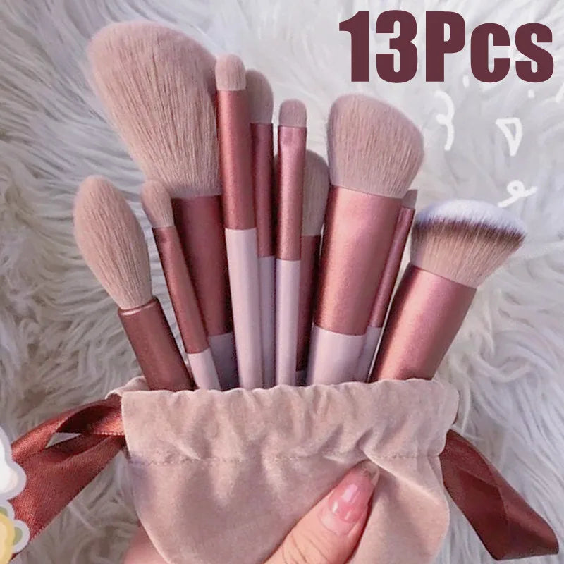 Kit de Pincéis de Maquiagem 13 PÇS: Olhos, Rosto e Blush