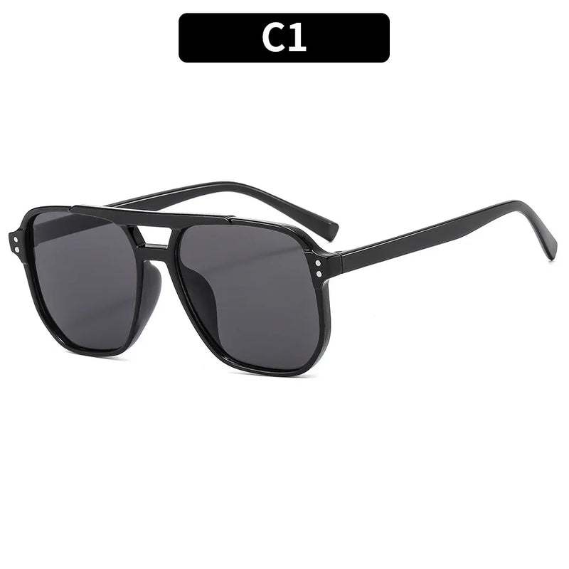 Óculos de Sol Retrô Feminino – Armação Grossa, Dupla Ponte, Proteção UV400, Estilo Chic e Moderno