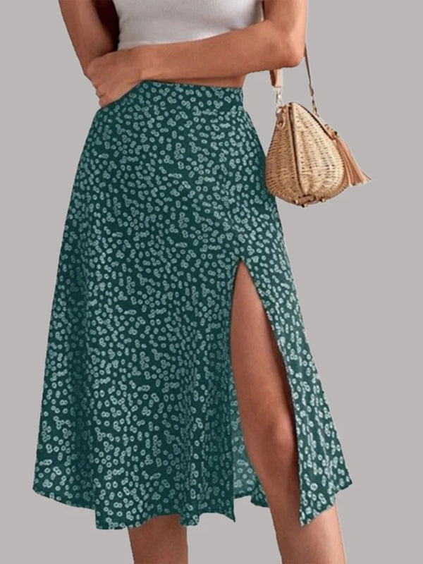 Saia Elegante Estampada Feminina – com Fenda, Midi, Perfeita para o Verão