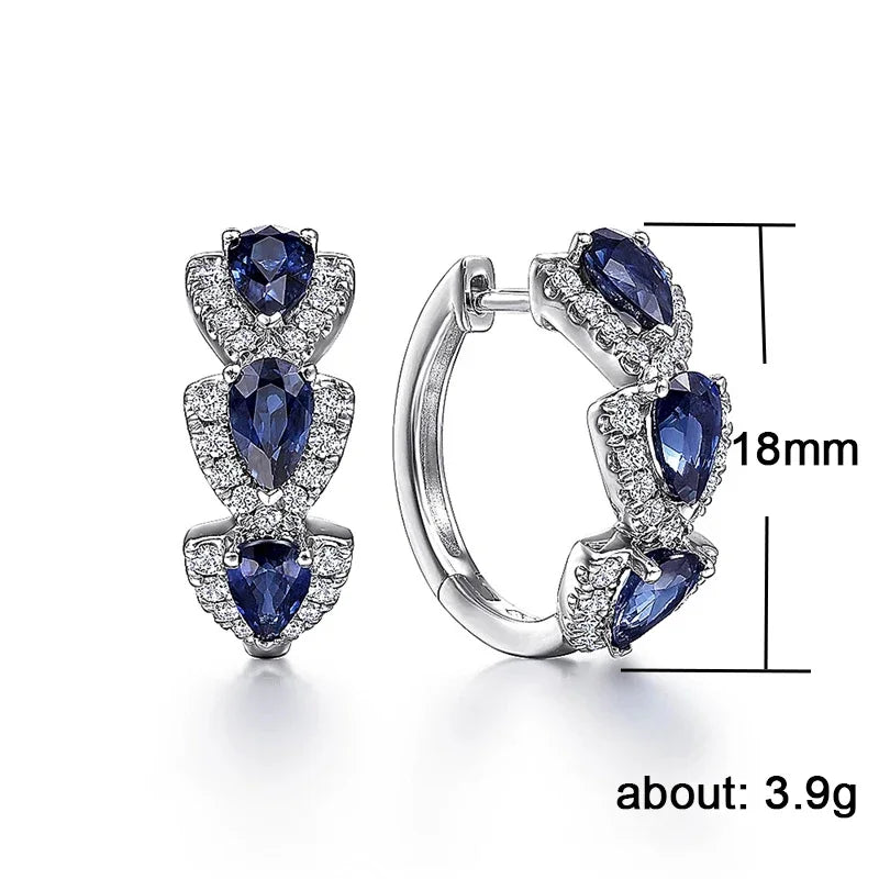 Brincos de Argola Luxuosos com Zircônia Azul – Elegância para Festas, Casamentos e Presentes