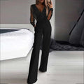 Macacão Feminino Casual Comprido Chiffon Preto