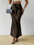 Saia Midi Plissada Estampada - Estilo Casual Chic com Cintura Alta e Design Geométrico