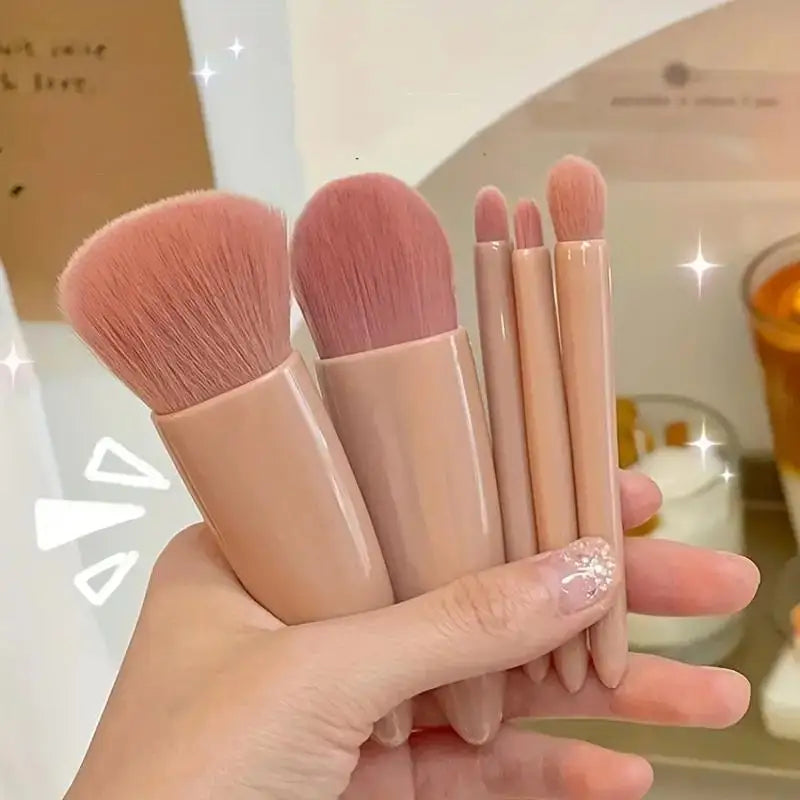 Kit 5 Peças Pincéis e Espelho Compacto