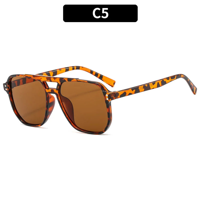 Óculos de Sol Retrô Feminino – Armação Grossa, Dupla Ponte, Proteção UV400, Estilo Chic e Moderno