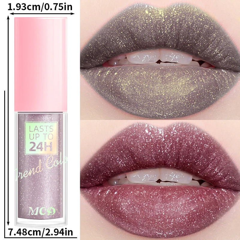 Gloss Labial Glitter 18 Cores - Longa Duração, à Prova d'Água, Hidratante e Multifuncional