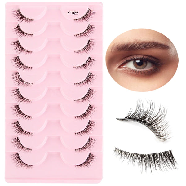 Cílios Postiços – Estilo Cat Eye, Natural, 5-10 Pares