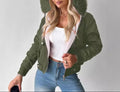 Jaqueta Feminina Streetwear Outono/Inverno com Capuz, Zíper e Manga Longa