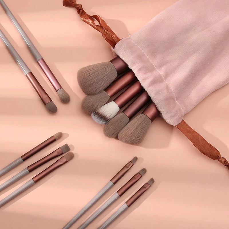 Kit de Pincéis de Maquiagem 13 PÇS: Olhos, Rosto e Blush