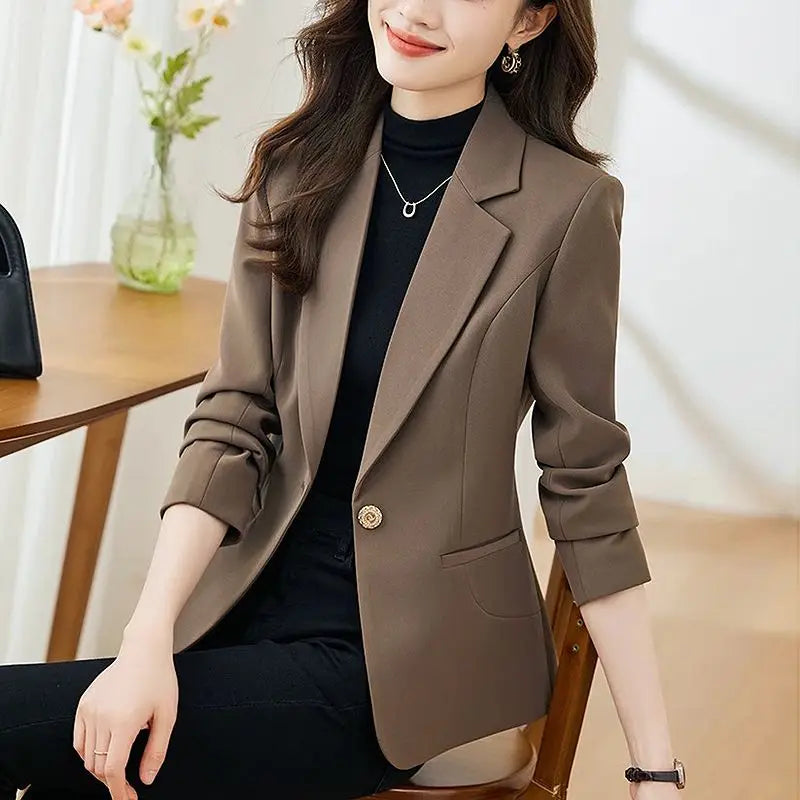 Blazer Feminino Elegante Estilo Ocidental – Slim, Sofisticado e Versátil para Outono e Primavera