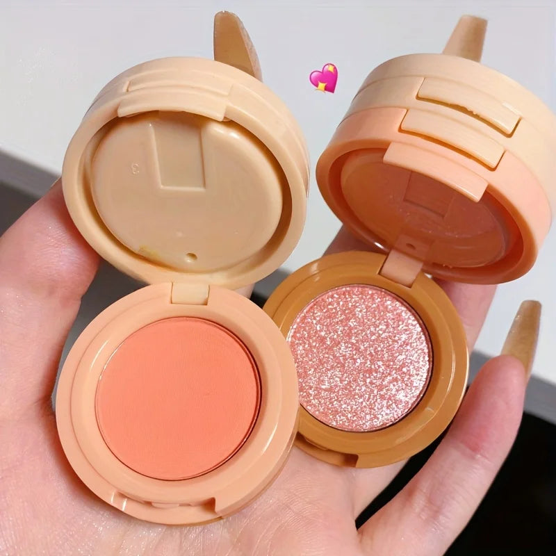 Paleta de Maquiagem 3 em 1: Blush, Iluminador e Contorno com Textura Matte e Cintilante