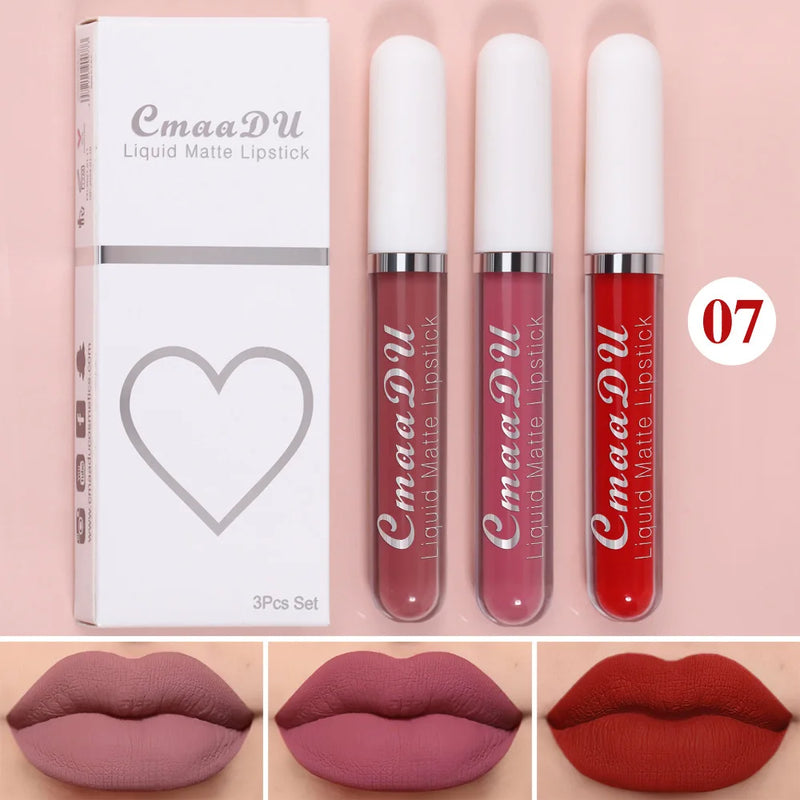 Batom Líquido Matte Aveludado e Duradouro à Prova d'Água Gloss