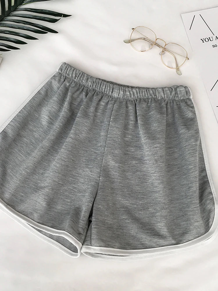 Shorts Esportivos Listrados Femininos, Cintura Alta, Soltos e Estilosos para o Verão