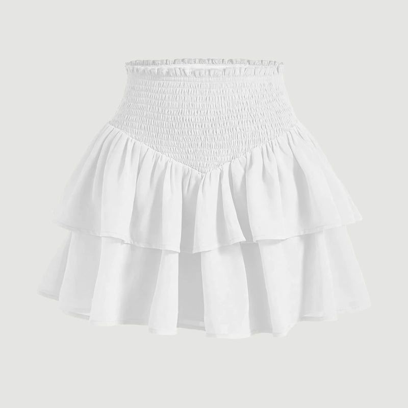 Saias Femininas Mia Muse – Mini Saia Preppy Cintura Alta, Camadas Elegantes para Todas as Estações