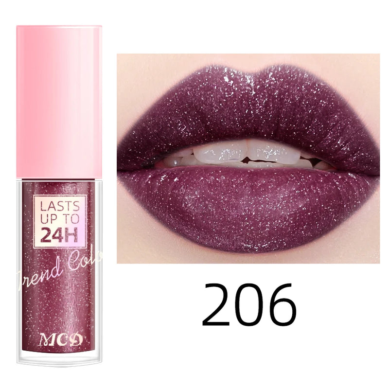 Gloss Labial Glitter 18 Cores - Longa Duração, à Prova d'Água, Hidratante e Multifuncional