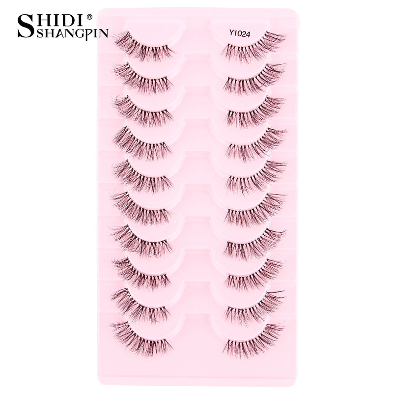 Cílios Postiços – Estilo Cat Eye, Natural, 5-10 Pares