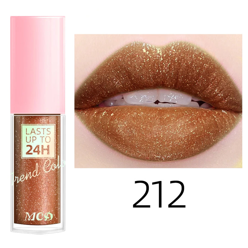 Gloss Labial Glitter 18 Cores - Longa Duração, à Prova d'Água, Hidratante e Multifuncional