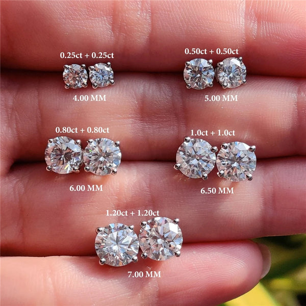 Brincos de Prata 925 com Moissanita D 0.5-1.2ct – Brilho Elegante para Mulheres