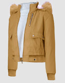 Jaqueta Feminina Streetwear Outono/Inverno com Capuz, Zíper e Manga Longa