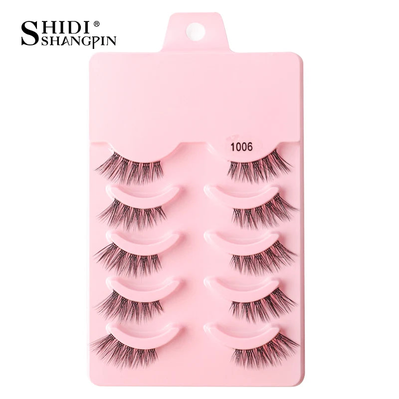 Cílios Postiços – Estilo Cat Eye, Natural, 5-10 Pares