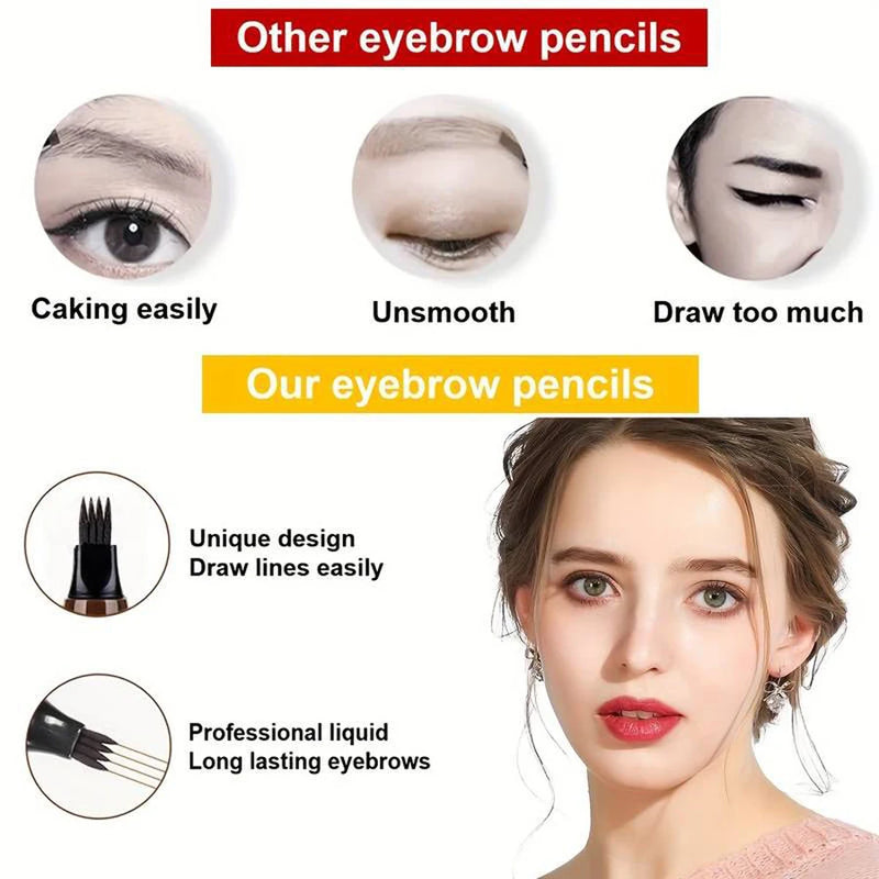 Caneta para Sobrancelha à Prova d'Água, Lápis Microblading, Maquiagem Natural para Sobrancelhas (5 Cores)