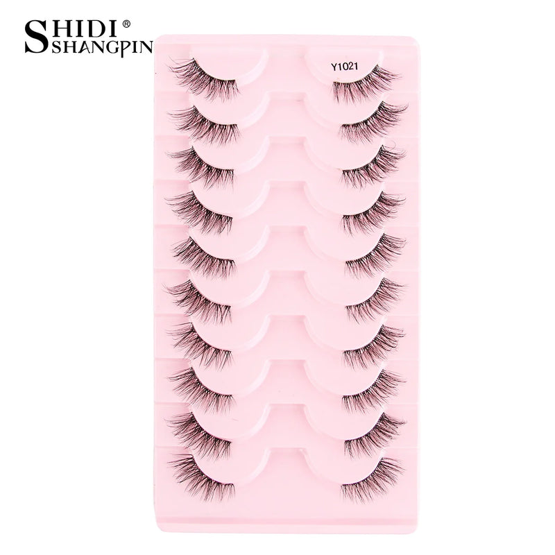 Cílios Postiços – Estilo Cat Eye, Natural, 5-10 Pares