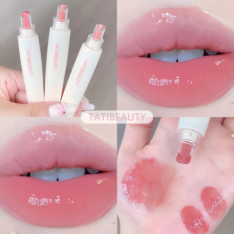 TATIBEAUTY Lip Jelly Essence: Batom Hidratante Gloss Labial Pink Suave para Maquiagem