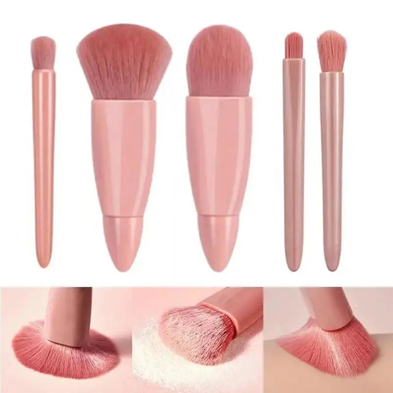 Kit 5 Peças Pincéis e Espelho Compacto