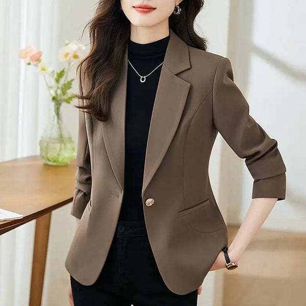 Blazer Feminino Elegante Estilo Ocidental – Slim, Sofisticado e Versátil para Outono e Primavera