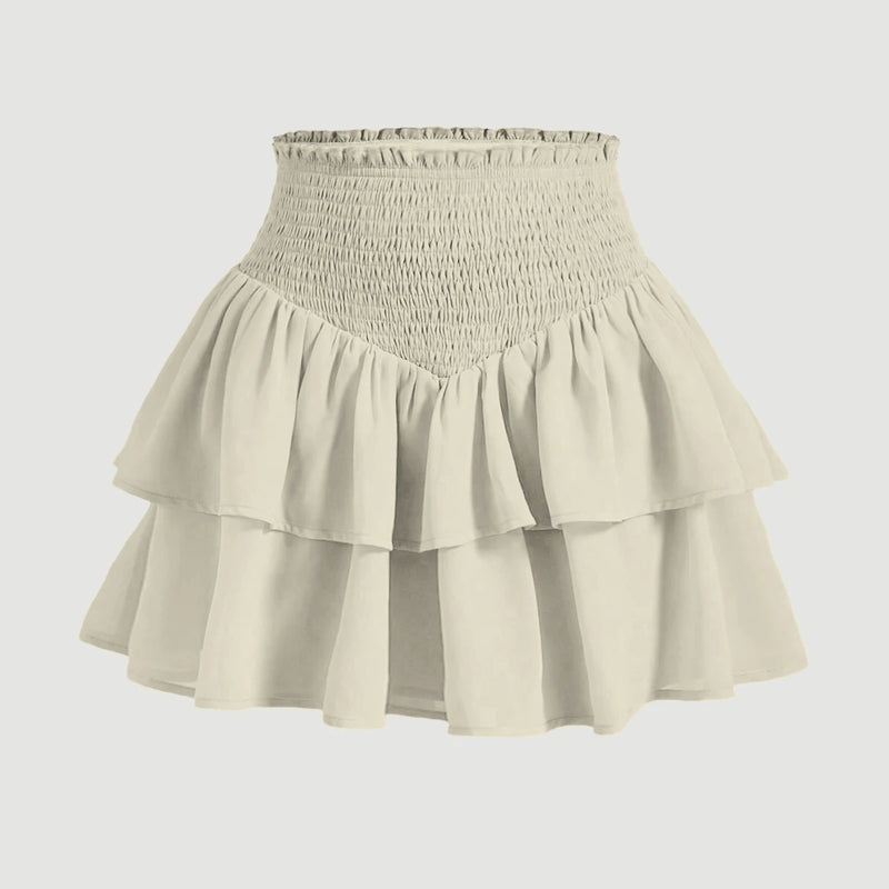 Saias Femininas Mia Muse – Mini Saia Preppy Cintura Alta, Camadas Elegantes para Todas as Estações