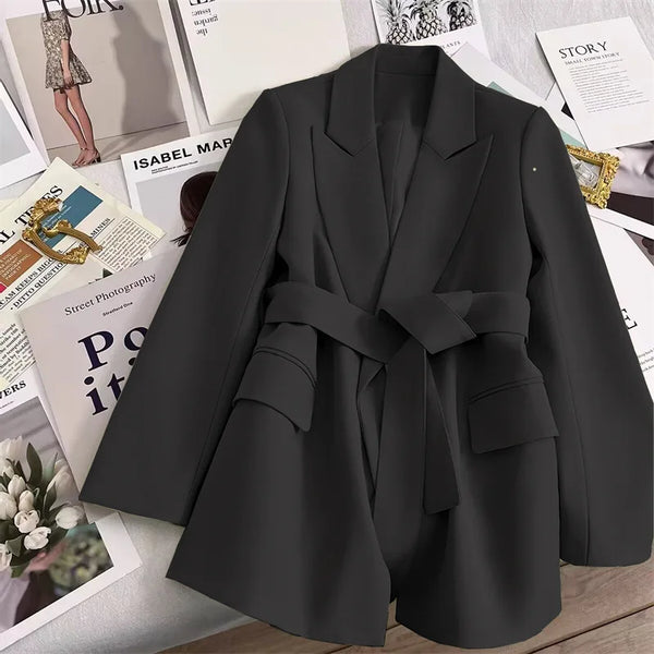 Blazer Feminino Elegante - Outono/Primavera, Manga Longa, com Cinto
