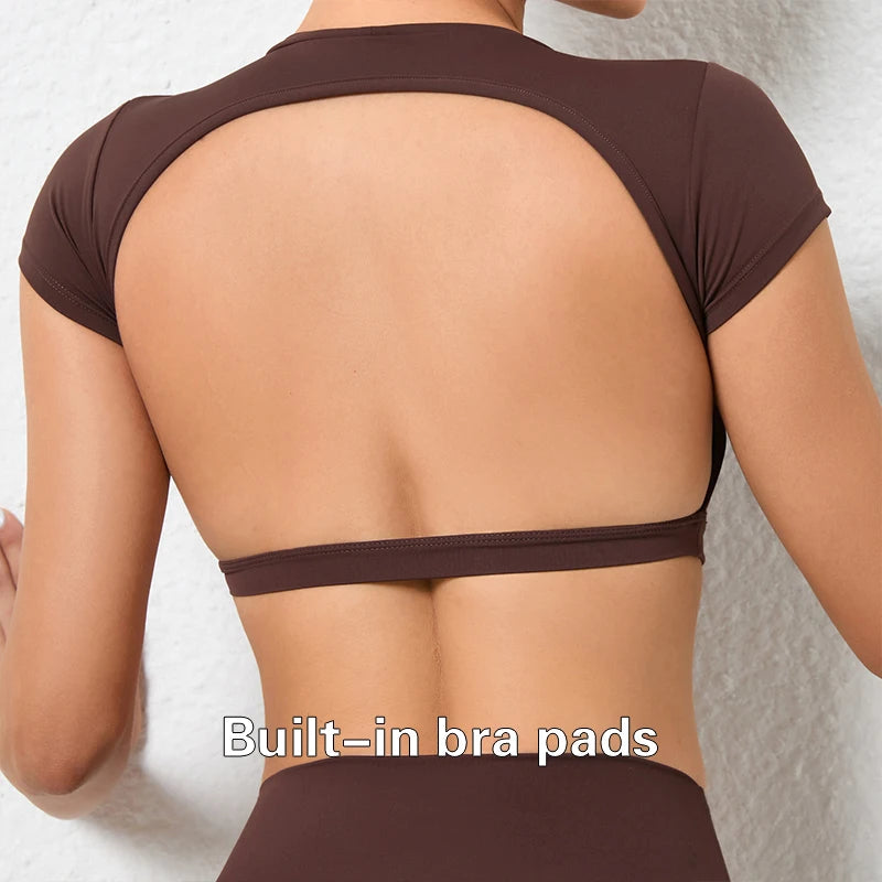 Camisa Esportiva Feminina Hearuisavy – Respirável, Estilo Aberto nas Costas, Ideal para Treino e Yoga