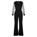 Macacão Feminino Casual Comprido Chiffon Preto