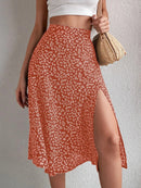 Saia Elegante Estampada Feminina – com Fenda, Midi, Perfeita para o Verão