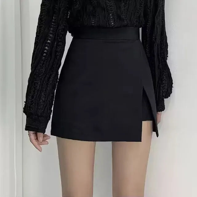 Mini Short Saia Sexy Cintura Alta Preto Branco