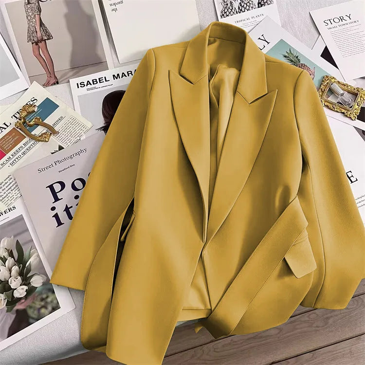 Blazer Feminino Elegante - Outono/Primavera, Manga Longa, com Cinto