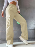 Calça Jogger Feminina Casual Elegante Cintura Alta Oversized Cargo