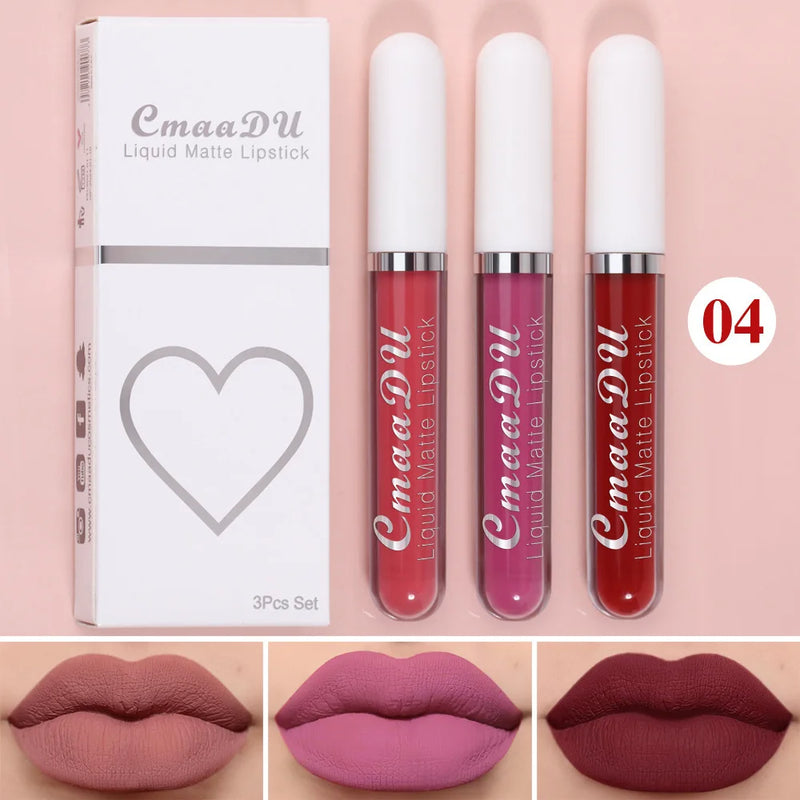 Batom Líquido Matte Aveludado e Duradouro à Prova d'Água Gloss