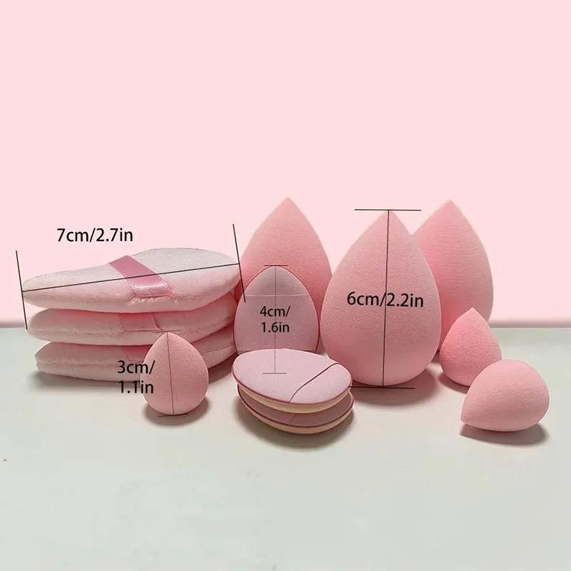 Kit 12 Puffs e Esponjas Macias para Maquiagem - Acessórios de Beleza