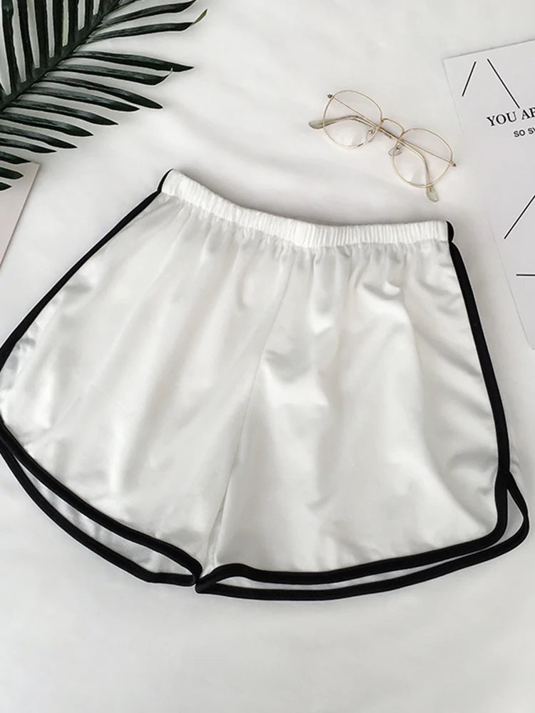 Shorts Esportivos Listrados Femininos, Cintura Alta, Soltos e Estilosos para o Verão