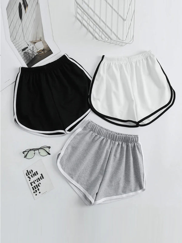 Shorts Esportivos Listrados Femininos, Cintura Alta, Soltos e Estilosos para o Verão