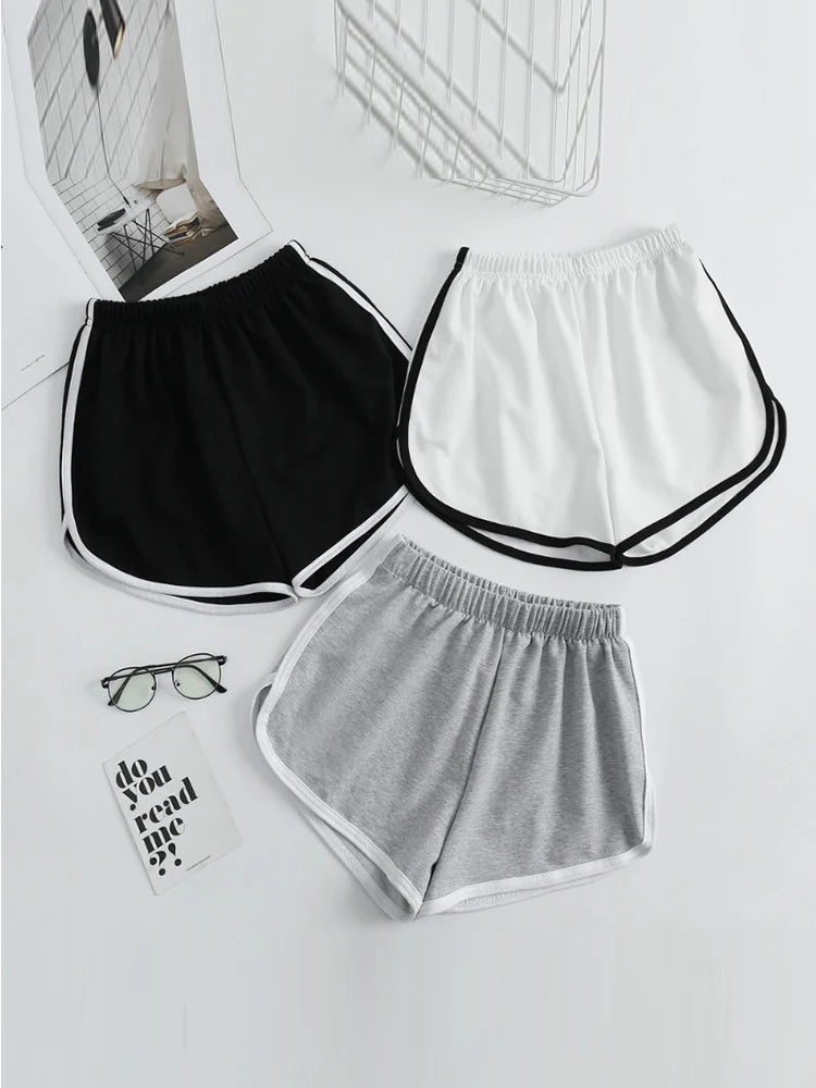 Shorts Esportivos Listrados Femininos, Cintura Alta, Soltos e Estilosos para o Verão